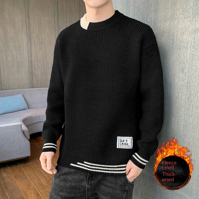 2022. aasta kevad- ja sügisene uus kampsun, meeste Korea versioon Trend kootud põhjaga särk vabaaja kaelusega, mugav topp