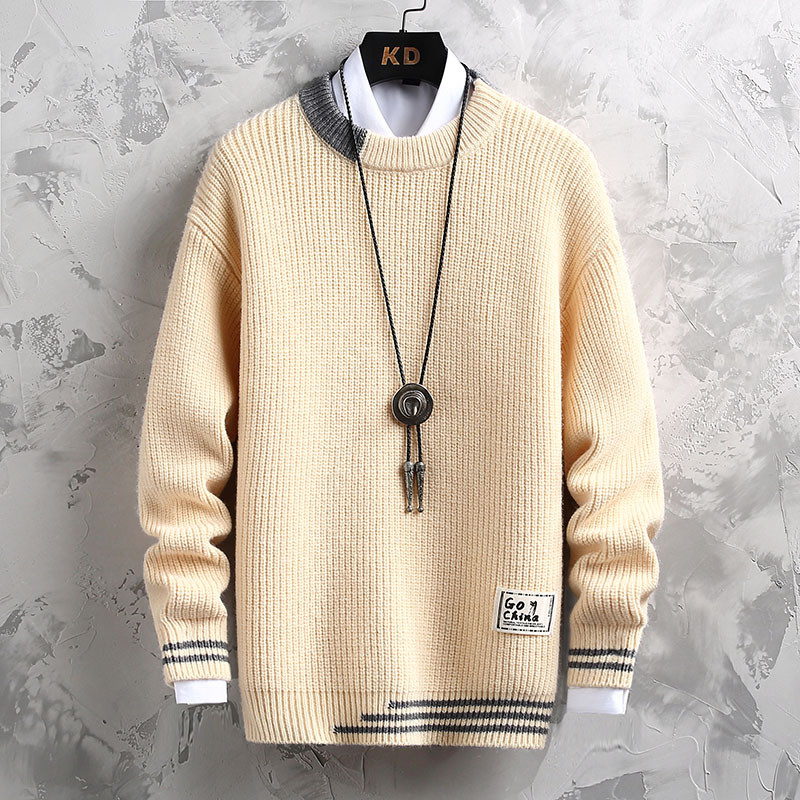 2022. aasta kevad- ja sügisene uus kampsun, meeste Korea versioon Trend kootud põhjaga särk vabaaja kaelusega, mugav topp