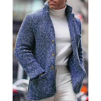 Ζεστό φθινόπωρο Χειμώνας 2023 Νέα ανδρική πλεκτή ζακέτα με λαιμόκοψη με μακρυμάνικη τσέπη Μόδα Ζακέτα Casual παλτό Ανδρικό πουλόβερ