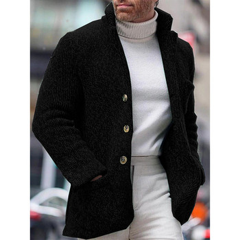 Ζεστό φθινόπωρο Χειμώνας 2023 Νέα ανδρική πλεκτή ζακέτα με λαιμόκοψη με μακρυμάνικη τσέπη Μόδα Ζακέτα Casual παλτό Ανδρικό πουλόβερ