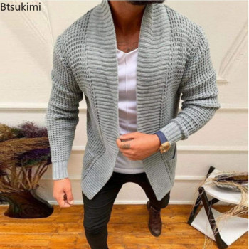 Νέο 2023 Ανδρικό πουλόβερ πλέξιμο casual Ζακέτα ανοιξιάτικη φθινοπωρινή λαιμόκοψη με μακρύ μακρυμάνικο ανδρικό μπουφάν καθημερινά ρούχα Streetwear Ζακέτες