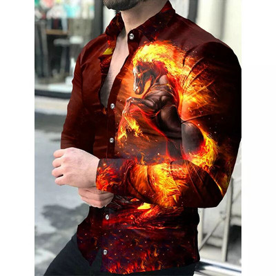 Kirjatrükiga meeste pikkade varrukatega särk lihtsa ja igapäevase disainiga meeste särk kunstilises stiilis sügisriided luksuslikud meeste topid