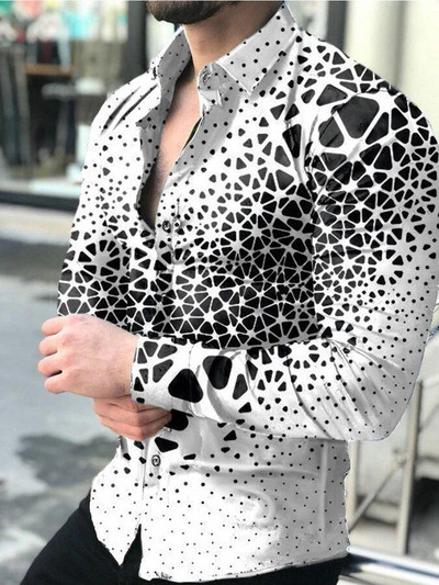 Kirjatrükiga meeste pikkade varrukatega särk lihtsa ja igapäevase disainiga meeste särk kunstilises stiilis sügisriided luksuslikud meeste topid