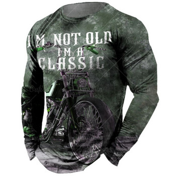 Βαμβακερό vintage ανδρικό μπλουζάκι 3d ρετρό μοτοσικλέτα υπερμεγέθη μπλουζάκι για άντρες Ρούχα ποδηλάτης αγωνιστικό μπλουζάκι μοτοσυκλέτας με μακρυμάνικο μπλουζάκι