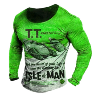 Βαμβακερό vintage ανδρικό μπλουζάκι 3d ρετρό μοτοσικλέτα υπερμεγέθη μπλουζάκι για άντρες Ρούχα ποδηλάτης αγωνιστικό μπλουζάκι μοτοσυκλέτας με μακρυμάνικο μπλουζάκι