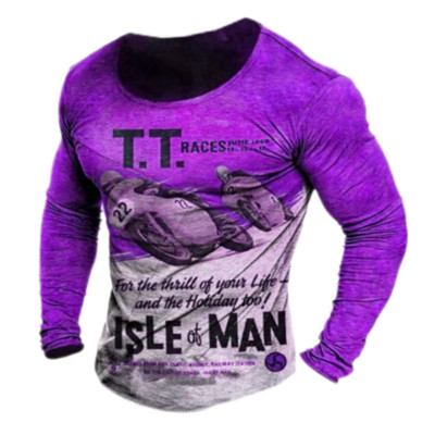 Βαμβακερό vintage ανδρικό μπλουζάκι 3d ρετρό μοτοσικλέτα υπερμεγέθη μπλουζάκι για άντρες Ρούχα ποδηλάτης αγωνιστικό μπλουζάκι μοτοσυκλέτας με μακρυμάνικο μπλουζάκι