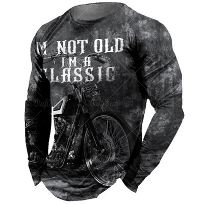 Βαμβακερό vintage ανδρικό μπλουζάκι 3d ρετρό μοτοσικλέτα υπερμεγέθη μπλουζάκι για άντρες Ρούχα ποδηλάτης αγωνιστικό μπλουζάκι μοτοσυκλέτας με μακρυμάνικο μπλουζάκι