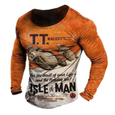 Βαμβακερό vintage ανδρικό μπλουζάκι 3d ρετρό μοτοσικλέτα υπερμεγέθη μπλουζάκι για άντρες Ρούχα ποδηλάτης αγωνιστικό μπλουζάκι μοτοσυκλέτας με μακρυμάνικο μπλουζάκι