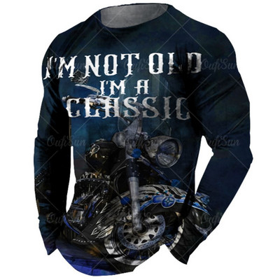 Βαμβακερό vintage ανδρικό μπλουζάκι 3d ρετρό μοτοσικλέτα υπερμεγέθη μπλουζάκι για άντρες Ρούχα ποδηλάτης αγωνιστικό μπλουζάκι μοτοσυκλέτας με μακρυμάνικο μπλουζάκι