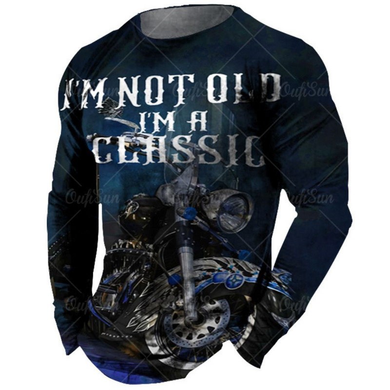 Βαμβακερό vintage ανδρικό μπλουζάκι 3d ρετρό μοτοσικλέτα υπερμεγέθη μπλουζάκι για άντρες Ρούχα ποδηλάτης αγωνιστικό μπλουζάκι μοτοσυκλέτας με μακρυμάνικο μπλουζάκι