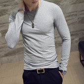 2023 Tricou cu elastic pentru bărbați, cu gât rotund, cu mânecă lungă, tricou pentru bărbați, tricouri din lycra, îmbrăcăminte pentru bărbați, topuri de înaltă calitate