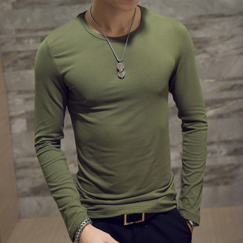 2023 Elastic ανδρικό μπλουζάκι ανδρικό μπλουζάκι με στρογγυλή λαιμόκοψη μακρυμάνικο ανδρικό μπλουζάκι για ανδρικά μπλουζάκια Lycra Ανδρικά ρούχα υψηλής ποιότητας Μπλουζάκια