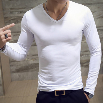 2023 Elastic ανδρικό μπλουζάκι ανδρικό μπλουζάκι με στρογγυλή λαιμόκοψη μακρυμάνικο ανδρικό μπλουζάκι για ανδρικά μπλουζάκια Lycra Ανδρικά ρούχα υψηλής ποιότητας Μπλουζάκια