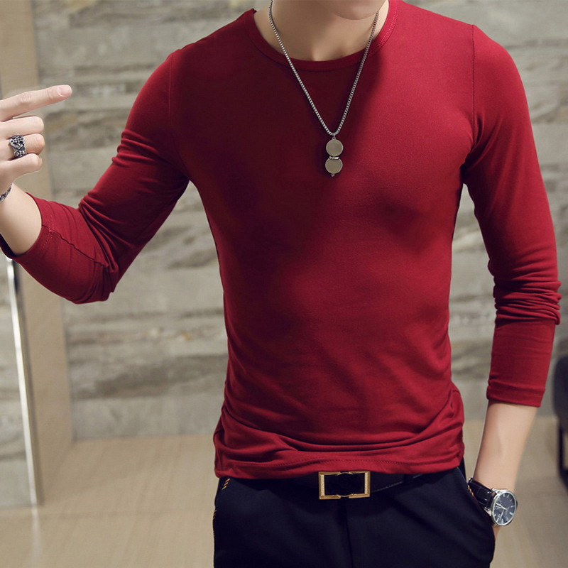 2023 Tricou cu elastic pentru bărbați, cu gât rotund, cu mânecă lungă, tricou pentru bărbați, tricouri din lycra, îmbrăcăminte pentru bărbați, topuri de înaltă calitate