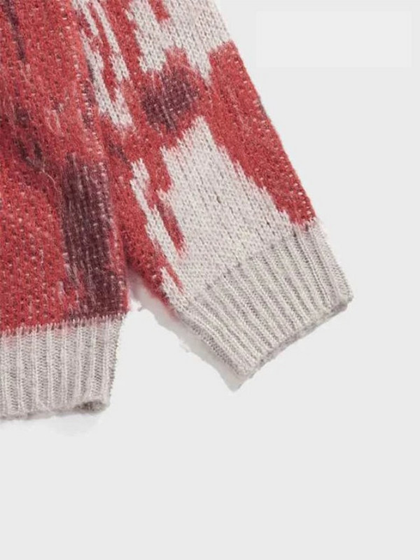 Χειμερινό γυναικείο πουλόβερ ρετρό ζεστό πλεκτό γυναικείο πουλόβερ λεοπάρ με βάση τα ζώα, λευκό με ψηλό λαιμό μεγάλο μανίκι ρούχο Y2K.