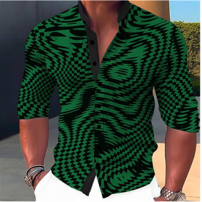 2023. aasta kevadsuvi meeste rõivad südame HD värvimustriga pikkade varrukatega särk Revääri nööbiga särk Pehme mugav materjal S-6XL