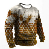 2022. Muške majice s 3d printom Smiješne pčele Ljetna pamučna Harajuku majica dugih rukava Muška ležerna prevelika majica s O-izrezom