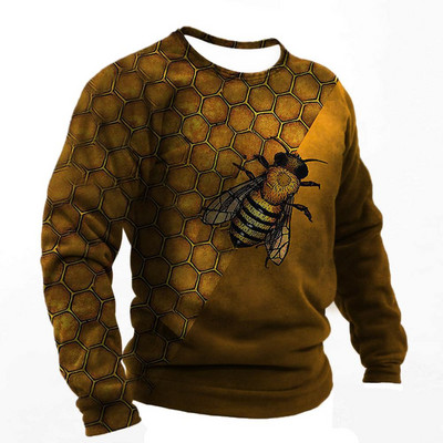 2022. Muške majice s 3d printom Smiješne pčele Ljetna pamučna Harajuku majica dugih rukava Muška ležerna prevelika majica s O-izrezom