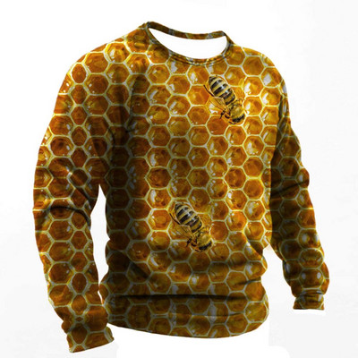 2022. Muške majice s 3d printom Smiješne pčele Ljetna pamučna Harajuku majica dugih rukava Muška ležerna prevelika majica s O-izrezom