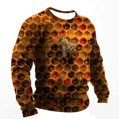 2022. Muške majice s 3d printom Smiješne pčele Ljetna pamučna Harajuku majica dugih rukava Muška ležerna prevelika majica s O-izrezom