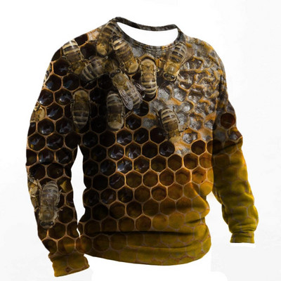 2022. Muške majice s 3d printom Smiješne pčele Ljetna pamučna Harajuku majica dugih rukava Muška ležerna prevelika majica s O-izrezom