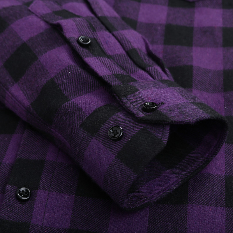 Ανδρικό άνετο μαλακό μακρυμάνικο πουκάμισο Gingham με μονό μπάλωμα καρό πουκάμισο με μονό μανίκι