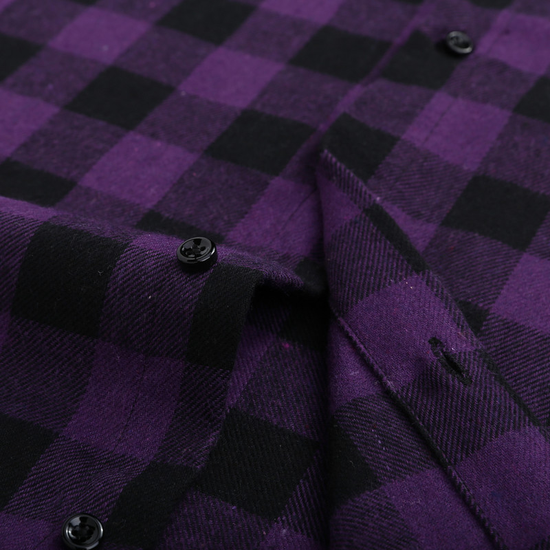 Ανδρικό άνετο μαλακό μακρυμάνικο πουκάμισο Gingham με μονό μπάλωμα καρό πουκάμισο με μονό μανίκι