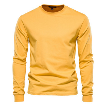 Απλότητα Μονόχρωμο μακρυμάνικο μπλουζάκι Μόδα βαμβακερά Ανδρικά μπλουζάκια Casual μπλουζάκια Unisex με λαιμόκοψη Fitness Run Sports πουλόβερ