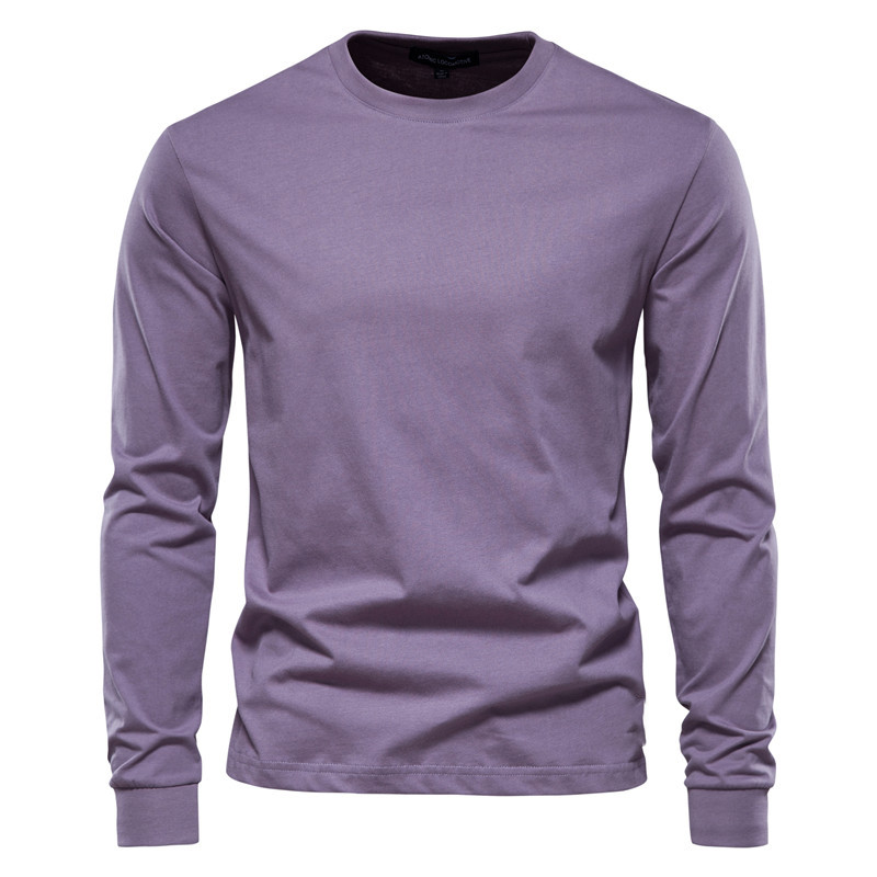 Jednostavnost Jednobojna majica dugih rukava Modne pamučne muške majice Ležerne majice s O izrezom Unisex majice za trčanje Sportski pulover