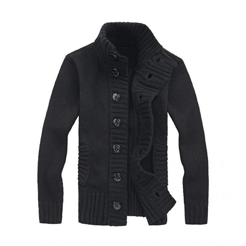 Chic pleteni kardigan s rebrastim manšetama, udoban, topli muški džemper s dugim rukavima