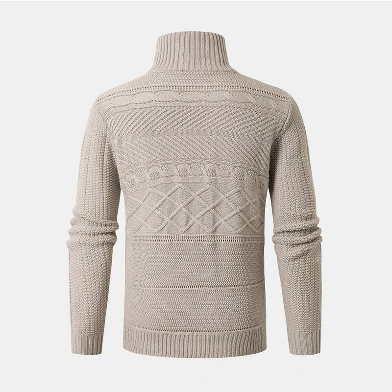 Muške pletene majice dugih rukava s visokim ovratnikom i 3 kožne kopče za jesen i zimu Novi uski muški kardigan sa patentnim zatvaračem
