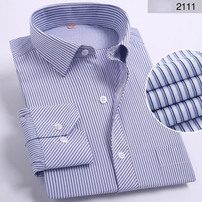 Pluss suur suurus 8XL 7XL 6XL 5XL 4XL Slim Fit Meeste äri vabaaja pikkade varrukatega särk Klassikalised triibulised meeste sotsiaalsed särgid