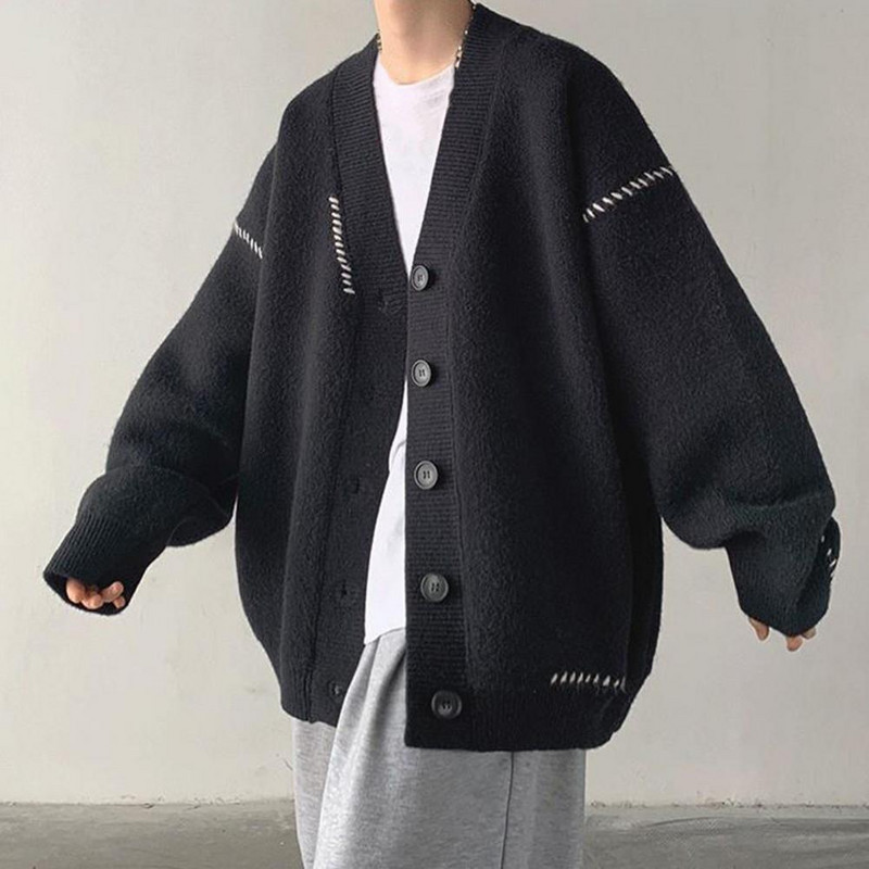 Moderan muški kaput Pletiva Muški pulover Kaput Jednobojni široki preveliki muški jesenski kaput Termo