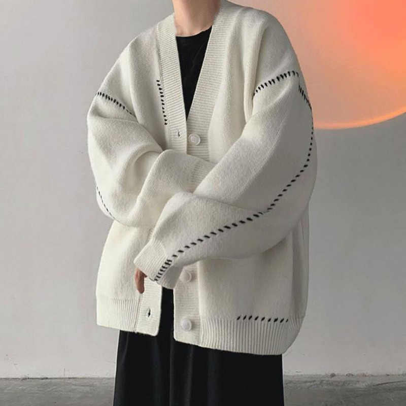 Moderan muški kaput Pletiva Muški pulover Kaput Jednobojni široki preveliki muški jesenski kaput Termo