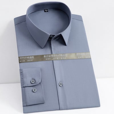 Muške modne elastične majice dugih rukava od bambusovih vlakana bez džepova Standardne poslovne majice za rad u uredu Majice za jednostavno održavanje