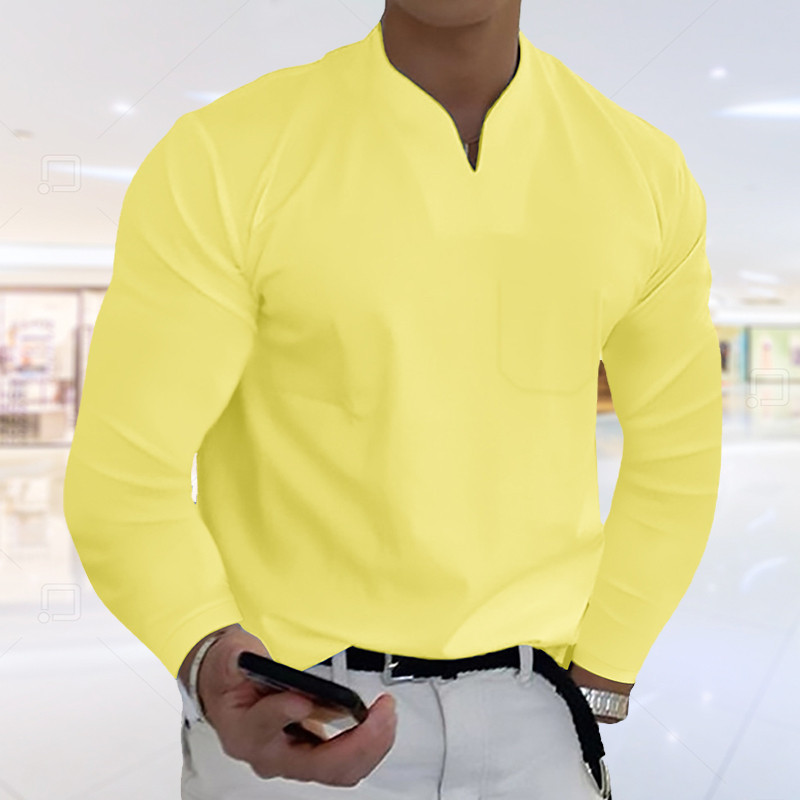 Sügisene meeste elastne vabaaja T-särk Mood pikkade varrukatega V kaelusega Fitness T-särgid Topid Kevad Kodu Poiss-sõbra kingitus Tänavarõivad S-5XL