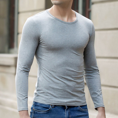 MRMT 2023 uhiuus meeste T-särk Pikkade varrukatega õhuke O-kaelusega meeste T-särk meestele puuvillane puhas värv Bottom Tops Tees T-särk