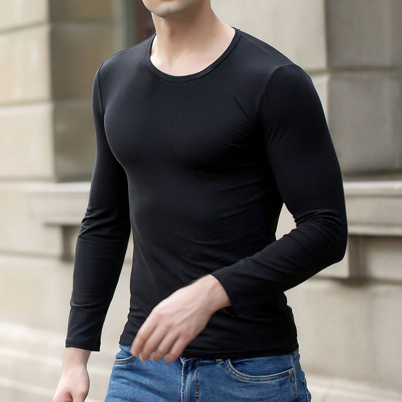 MRMT 2023 uhiuus meeste T-särk Pikkade varrukatega õhuke O-kaelusega meeste T-särk meestele puuvillane puhas värv Bottom Tops Tees T-särk