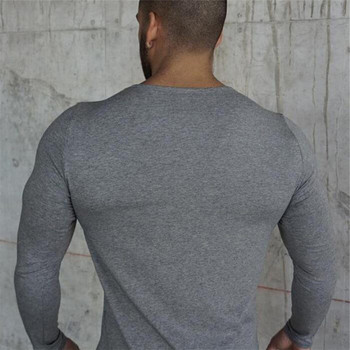 2023 Νέα ανδρική μακρυμάνικη μπλούζα Μυϊκή μπλούζα εσώρουχο Πλήρης λαιμόκοψη Basic πουλόβερ μπλουζάκι Fitness Fit Ανδρικό μακρυμάνικο με στρογγυλή λαιμόκοψη