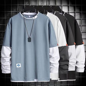 Muška majica kratkih rukava šik u boji jesensko proljeće top ulična odjeća muška proljetna majica s okruglim izrezom u skladu boja muška top muška odjeća