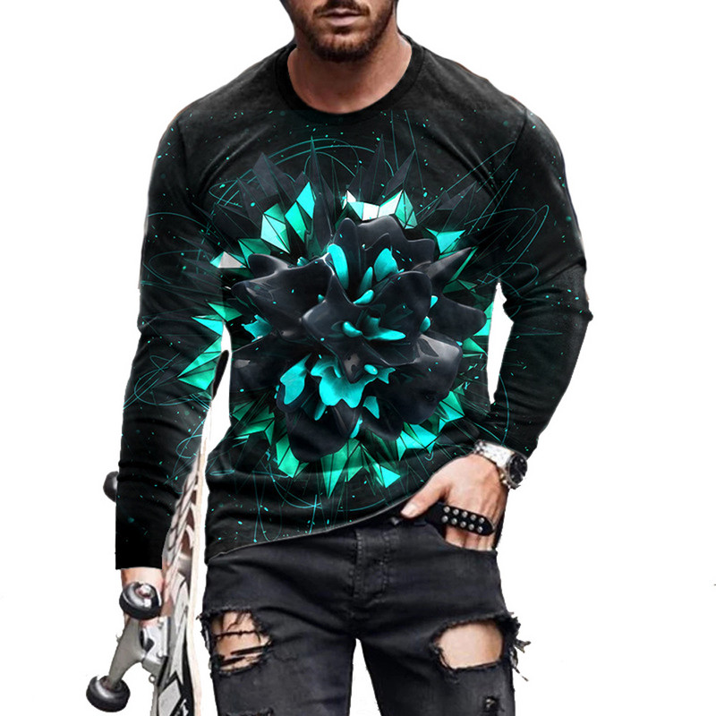 2022 nou tricou abstract cu mânecă lungă, tipărire 3d, bărbați și femei, punk, leu, modă casual, hip hop, top sport de fitness