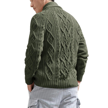 Нов пуловер мъжки едноцветен тънък плетено яке с дълъг ръкав есен зима жилетка пуловер с копчета