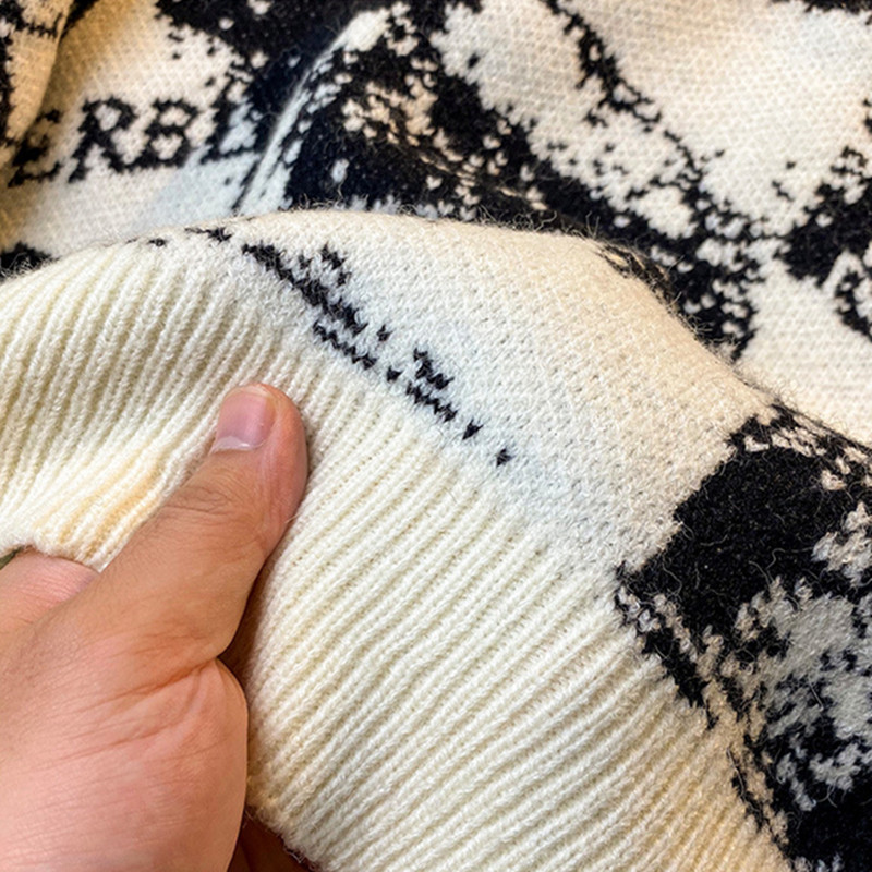 Inetu jõulukampsun, punane ruuduline kootud vintage kardigan ülisuur kampsun Harajuku Korea stiilis hip-hop kirjatrükiga pulloverid