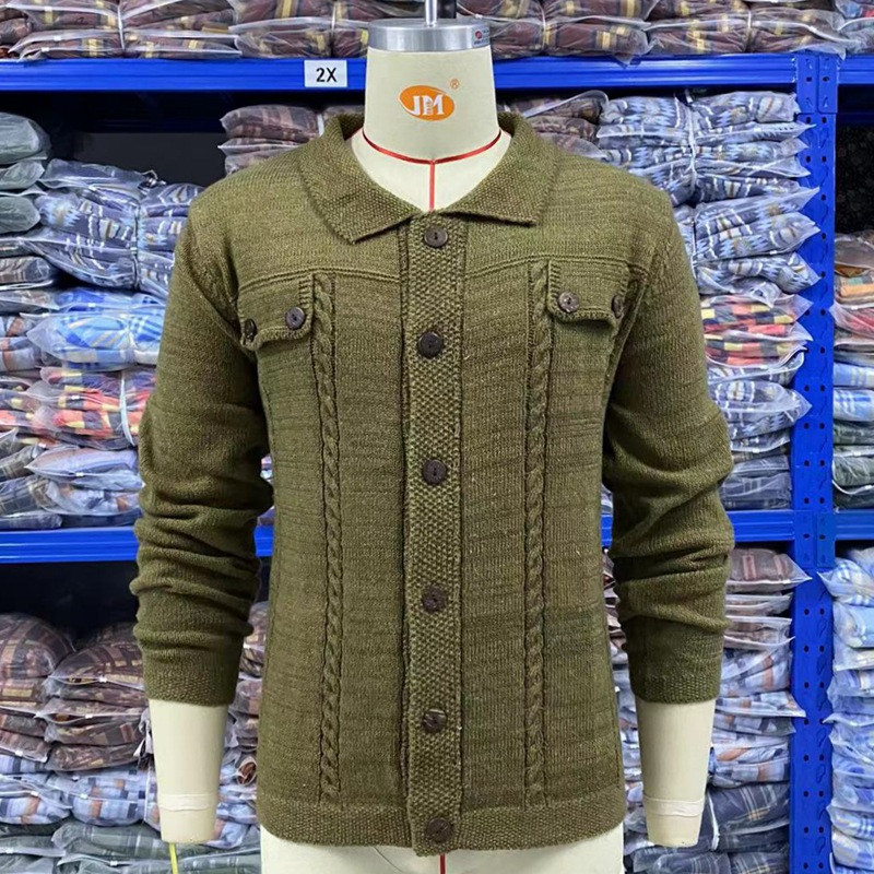 Revääriga üherealine kudum Slim-Fit sügistalvine uus meeste pikkade varrukatega kardigan kampsun mantel ühevärviline