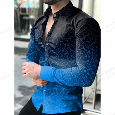 Võresärgid Meeste moodne särk pikkade varrukatega Hawaii särgid Kuuba rannapluus Meeste riided Turn Over Collar Camisas Streetwear