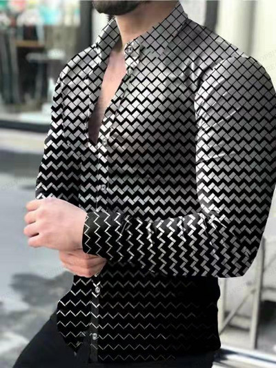 Võresärgid Meeste moodne särk pikkade varrukatega Hawaii särgid Kuuba rannapluus Meeste riided Turn Over Collar Camisas Streetwear