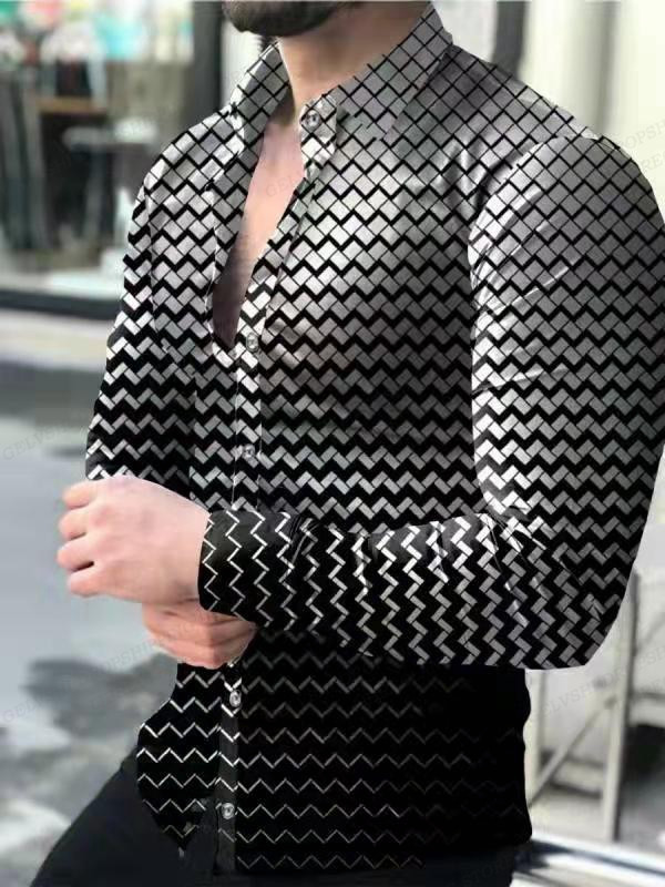 Võresärgid Meeste moodne särk pikkade varrukatega Hawaii särgid Kuuba rannapluus Meeste riided Turn Over Collar Camisas Streetwear