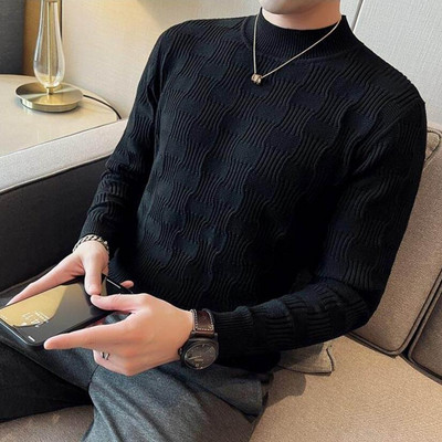 Muški jesenski i zimski visokokvalitetni pleteni topli džemperi/muški uski modni karirani poslovni puloveri/muški ležerni džemperi