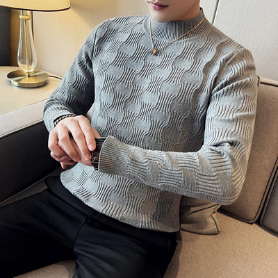 Muški jesenski i zimski visokokvalitetni pleteni topli džemperi/muški uski modni karirani poslovni puloveri/muški ležerni džemperi