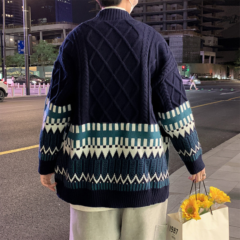 Σχεδιασμός Ζακέτα Ανδρικές τσέπες Ζεστό χειμωνιάτικο πουλόβερ ρετρό με ιαπωνικά κουμπιά Unisex επάνω Πλεκτά Εφηβικά Παντός αγώνα Harajuku Stylish BF